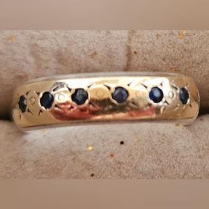 COPY - 14k gold and sterling silver ring with six Sapphires. Size 8